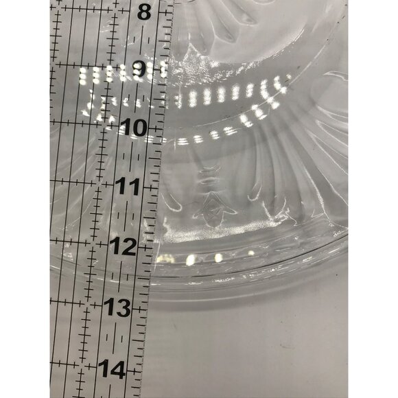 Vintage Clear Pressed Glass Serving Platter With Sunburst Pattern 11.5" - Picture 4 of 5